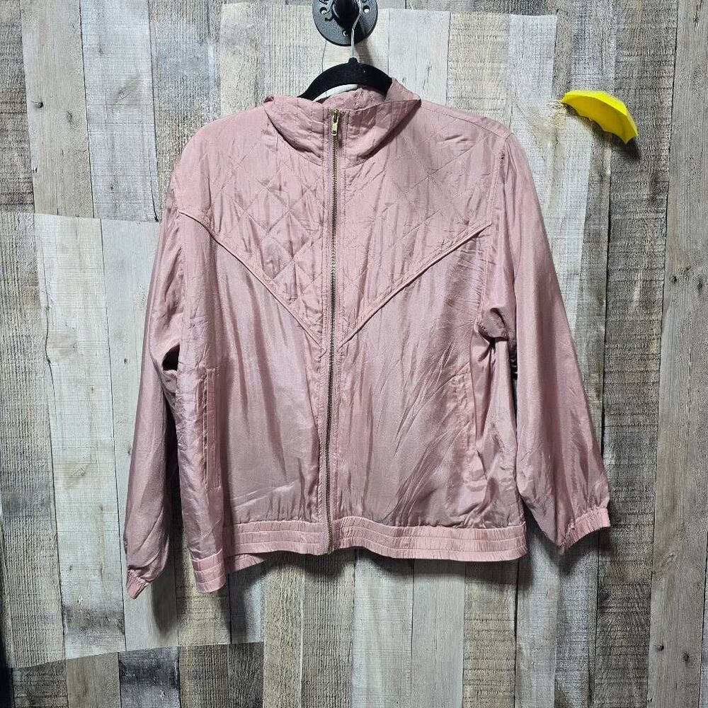 Maurada Vintage 80s Dust Pink Silk Track Jacket PM Retro Athleisure Vtg Outdoor